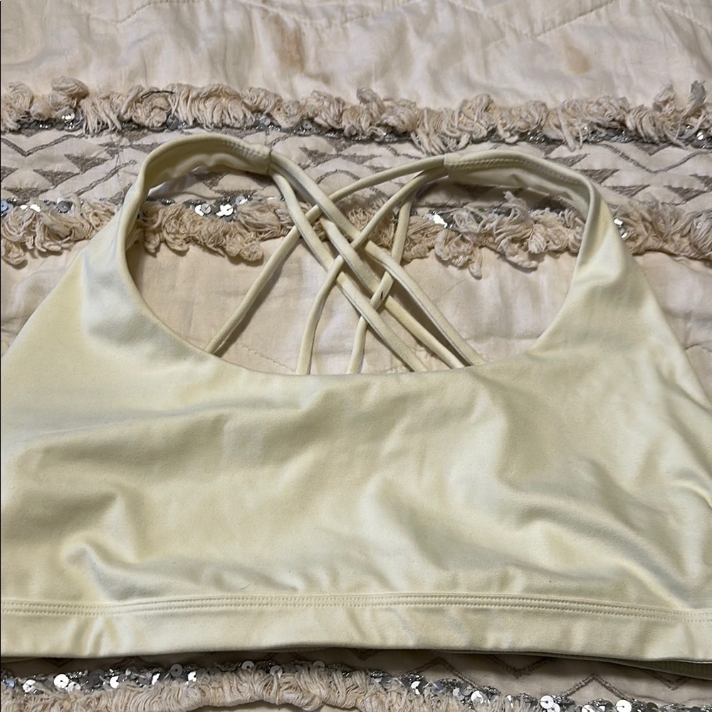 Victoria's Secret Cream Sports Bra with Cross-Back Design